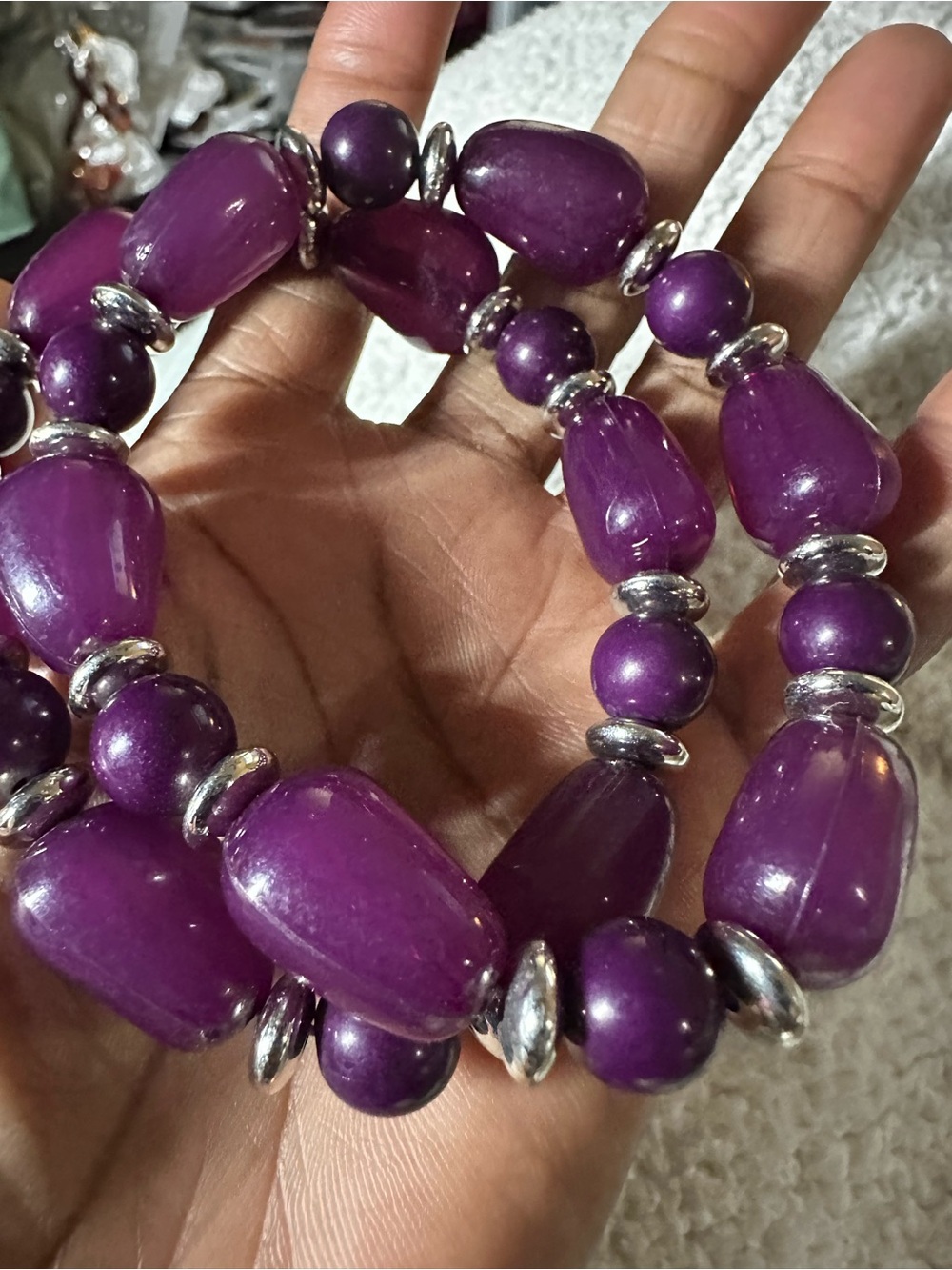 I 2pcsPurple Beaded Statement Bracelet - Unbranded